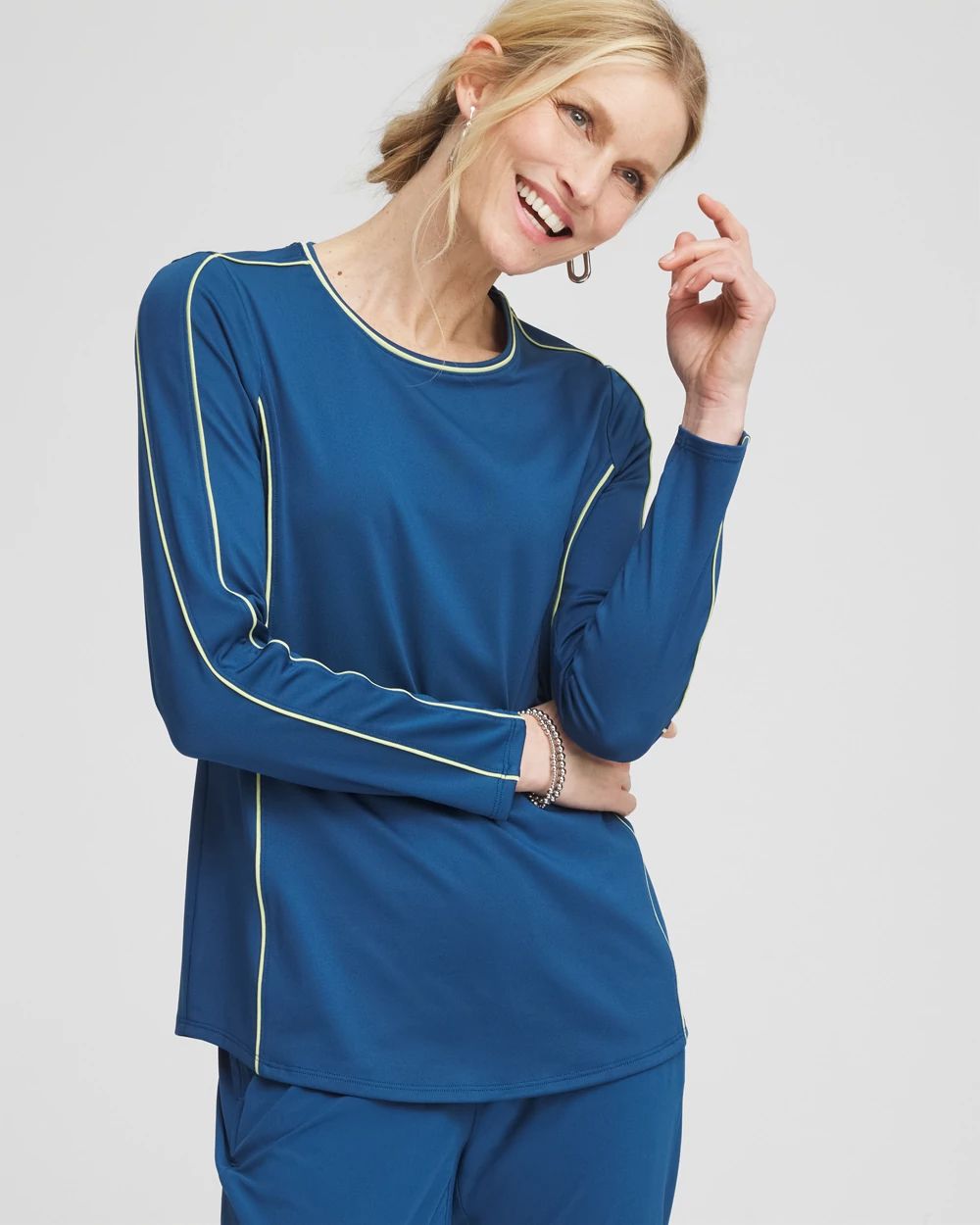 Zenergy® UPF Piping Long Sleeved Pullover Top | Chico's